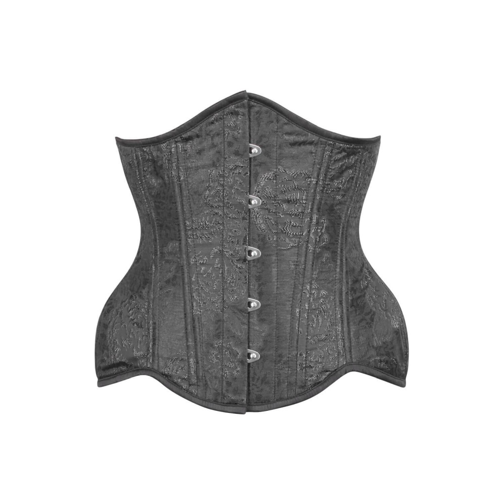 Attitude Corsets - Steel Boned Curvy Gothic Waist Trainer Unterbrustkorsett für Taillentraining - Schwarz